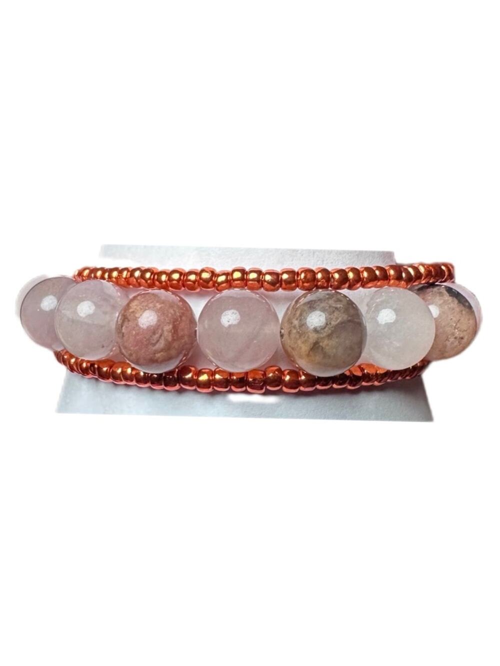 Jasper bracelet gemstone handmade memory wire one size fits most